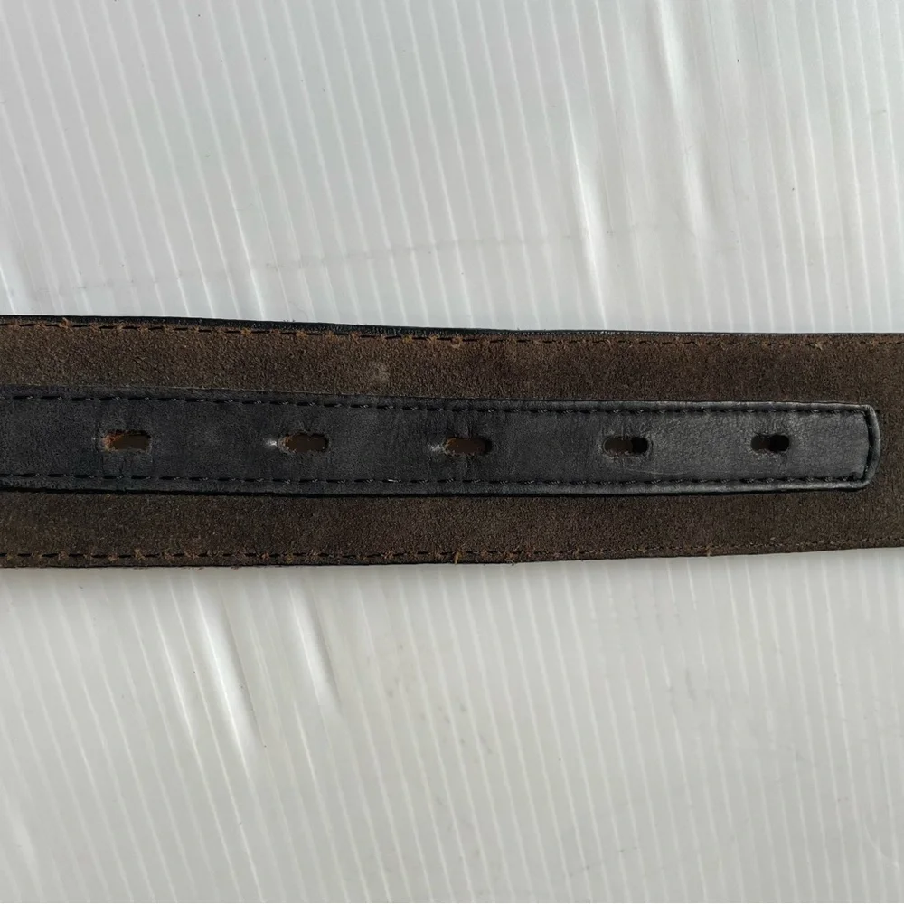 Cody James Leather Belt Two Tone Black Brown Silver Tone Buckle Size 30 USA
